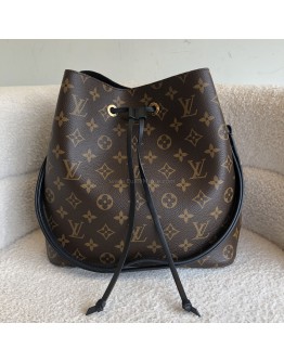 LOUIS VUITTON Monogram NeoNoe MM Drawstring Bucket Bag in Black – GHW (Microchip)