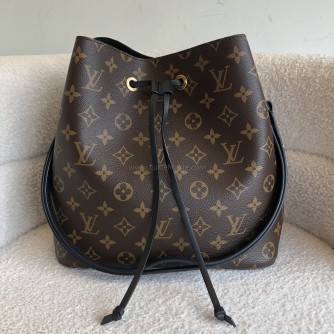 LOUIS VUITTON Monogram NeoNoe MM Drawstring Bucket Bag in Black – GHW (Microchip)