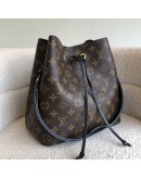 LOUIS VUITTON Monogram NeoNoe MM Drawstring Bucket Bag in Black – GHW (Microchip)