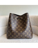 LOUIS VUITTON Monogram NeoNoe MM Drawstring Bucket Bag in Black – GHW (Microchip)