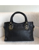 BALENCIAGA Mini City Bag with Shoulder Strap in Black Calfskin – GHW