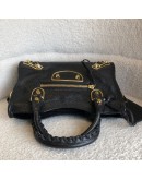 BALENCIAGA Mini City Bag with Shoulder Strap in Black Calfskin – GHW