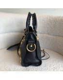 BALENCIAGA Mini City Bag with Shoulder Strap in Black Calfskin – GHW