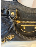 BALENCIAGA Mini City Bag with Shoulder Strap in Black Calfskin – GHW