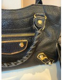 BALENCIAGA Mini City Bag with Shoulder Strap in Black Calfskin – GHW