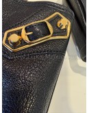 BALENCIAGA Mini City Bag with Shoulder Strap in Black Calfskin – GHW