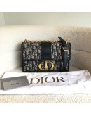 CHRISTIAN DIOR 30 Montaigne Chain Bag in Blue Oblique Jacquard - Antique Gold Hardware (Year 2021)