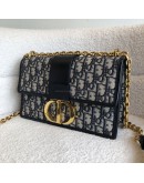 CHRISTIAN DIOR 30 Montaigne Chain Bag in Blue Oblique Jacquard - Antique Gold Hardware (Year 2021)