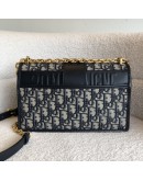 CHRISTIAN DIOR 30 Montaigne Chain Bag in Blue Oblique Jacquard - Antique Gold Hardware (Year 2021)