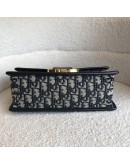 CHRISTIAN DIOR 30 Montaigne Chain Bag in Blue Oblique Jacquard - Antique Gold Hardware (Year 2021)