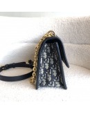 CHRISTIAN DIOR 30 Montaigne Chain Bag in Blue Oblique Jacquard - Antique Gold Hardware (Year 2021)