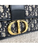 CHRISTIAN DIOR 30 Montaigne Chain Bag in Blue Oblique Jacquard - Antique Gold Hardware (Year 2021)