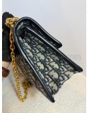CHRISTIAN DIOR 30 Montaigne Chain Bag in Blue Oblique Jacquard - Antique Gold Hardware (Year 2021)
