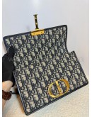 CHRISTIAN DIOR 30 Montaigne Chain Bag in Blue Oblique Jacquard - Antique Gold Hardware (Year 2021)