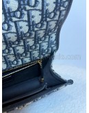 CHRISTIAN DIOR 30 Montaigne Chain Bag in Blue Oblique Jacquard - Antique Gold Hardware (Year 2021)