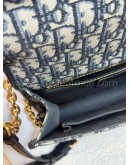 CHRISTIAN DIOR 30 Montaigne Chain Bag in Blue Oblique Jacquard - Antique Gold Hardware (Year 2021)