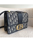 CHRISTIAN DIOR 30 Montaigne Bag in Blue Oblique Jacquard - Antique Gold Hardware (Year 2021)