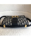 CHRISTIAN DIOR 30 Montaigne Bag in Blue Oblique Jacquard - Antique Gold Hardware (Year 2021)