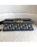 CHRISTIAN DIOR 30 Montaigne Bag in Blue Oblique Jacquard - Antique Gold Hardware (Year 2021)