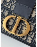 CHRISTIAN DIOR 30 Montaigne Bag in Blue Oblique Jacquard - Antique Gold Hardware (Year 2021)