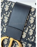 CHRISTIAN DIOR 30 Montaigne Bag in Blue Oblique Jacquard - Antique Gold Hardware (Year 2021)