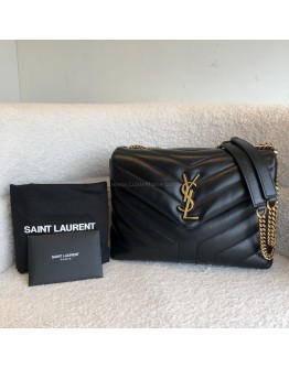 YVES SAINT LAURENT Monogram Small LouLou in Black Chevron Quilted Leather – GHW (Year 2021)