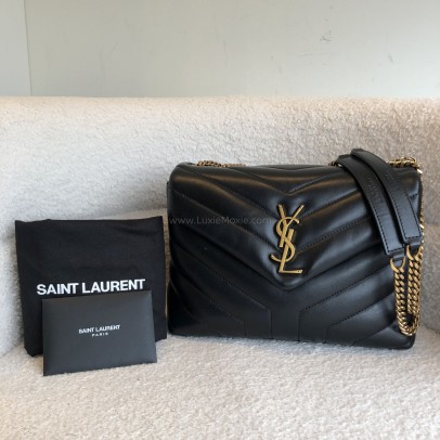 YVES SAINT LAURENT Monogram Small LouLou in Black Chevron Quilted Leather – GHW (Year 2021)