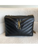 YVES SAINT LAURENT Monogram Small LouLou in Black Chevron Quilted Leather – GHW (Year 2021)