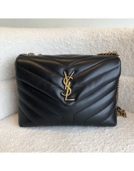 YVES SAINT LAURENT Monogram Small LouLou in Black Chevron Quilted Leather – GHW (Year 2021)