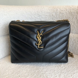 YVES SAINT LAURENT Monogram Small LouLou in Black Chevron Quilted Leather – GHW (Year 2021)