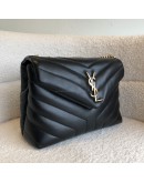 YVES SAINT LAURENT Monogram Small LouLou in Black Chevron Quilted Leather – GHW (Year 2021)