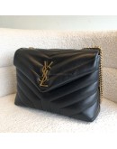 YVES SAINT LAURENT Monogram Small LouLou in Black Chevron Quilted Leather – GHW (Year 2021)