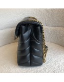 YVES SAINT LAURENT Monogram Small LouLou in Black Chevron Quilted Leather – GHW (Year 2021)