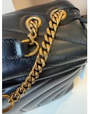YVES SAINT LAURENT Monogram Small LouLou in Black Chevron Quilted Leather – GHW (Year 2021)