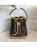 LOUIS VUITTON Monogram Nano Noe Bucket Bag with Shoulder Strap – GHW (Microchip) 