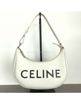CELINE Medium Ava Shoulder Bag in White Calfskin - SHW