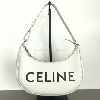CELINE Medium Ava Shoulder Bag in White Calfskin - SHW