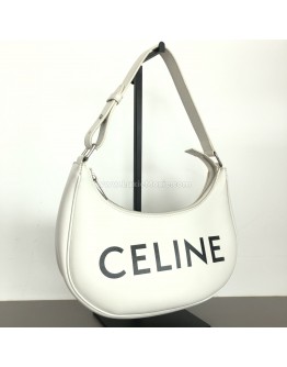 CELINE Medium Ava Shoulder Bag in White Calfskin - SHW