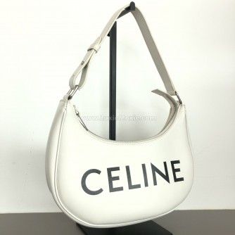 CELINE Medium Ava Shoulder Bag in White Calfskin - SHW