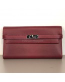 HERMES Kelly Long Wallet in Maroon Box Calf Leather – PHW (Stamp Square O – Year 2011)