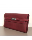 HERMES Kelly Long Wallet in Maroon Box Calf Leather – PHW (Stamp Square O – Year 2011)