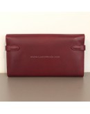 HERMES Kelly Long Wallet in Maroon Box Calf Leather – PHW (Stamp Square O – Year 2011)