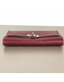 HERMES Kelly Long Wallet in Maroon Box Calf Leather – PHW (Stamp Square O – Year 2011)