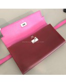 HERMES Kelly Long Wallet in Maroon Box Calf Leather – PHW (Stamp Square O – Year 2011)