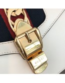 GUCCI Sylvie Mini Top Handle Bag in Off White Calfskin with Twisted Web Strap & Leather Strap – GHW