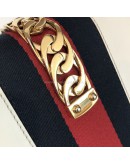 GUCCI Sylvie Mini Top Handle Bag in Off White Calfskin with Twisted Web Strap & Leather Strap – GHW