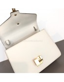 GUCCI Sylvie Mini Top Handle Bag in Off White Calfskin with Twisted Web Strap & Leather Strap – GHW
