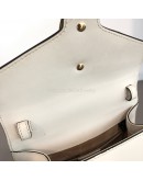 GUCCI Sylvie Mini Top Handle Bag in Off White Calfskin with Twisted Web Strap & Leather Strap – GHW