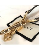GUCCI Sylvie Mini Top Handle Bag in Off White Calfskin with Twisted Web Strap & Leather Strap – GHW
