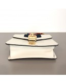GUCCI Sylvie Mini Chain Bag in White Calfskin with Ribbon Strap – GHW